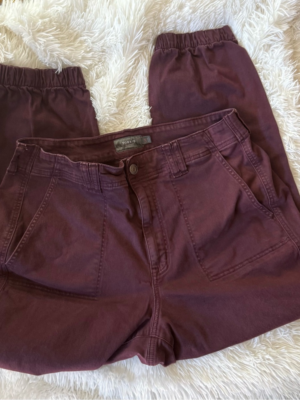 Torrid Maroon Twill Joggers - Picture 2 of 4
